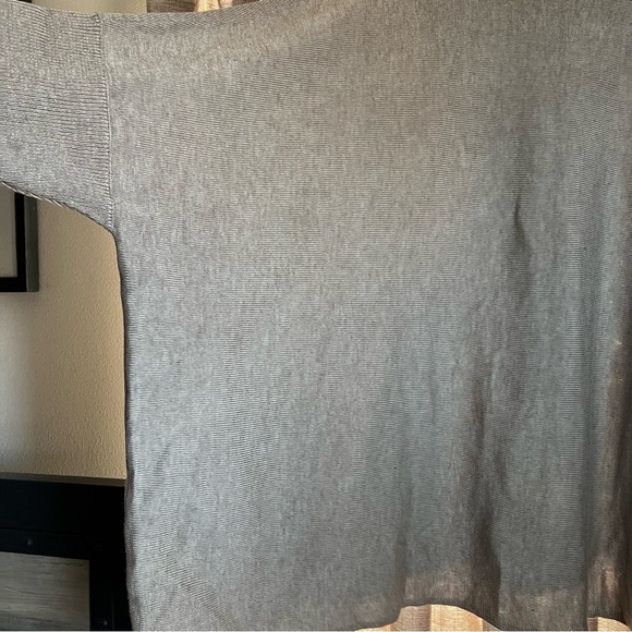 NWT Calvin Klein Tan Leather Buckle Cowl Neck Poncho Sweater Large/Extra Large - Picture 13 of 14